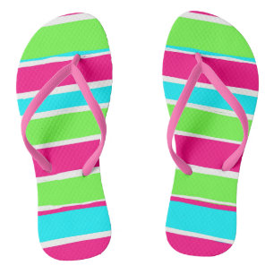 Chanclas Rayas azules rosadas verdes