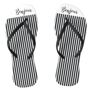 Chanclas Rayas blancas negras Bonjour