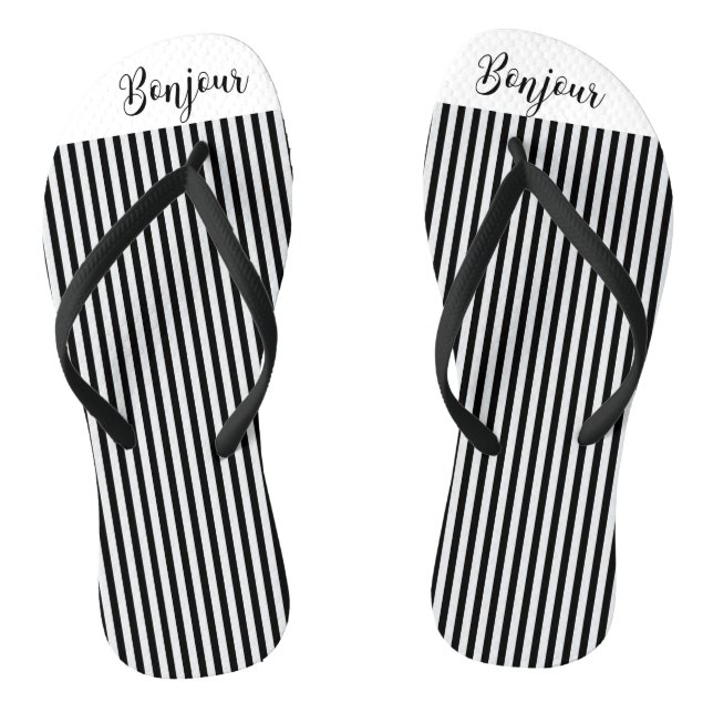 Chanclas Rayas blancas negras Bonjour (Plantilla)
