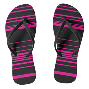 Chanclas Rayas complejas - Magenta y negro