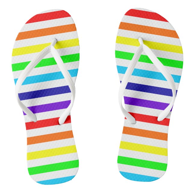 Chanclas Rayas de arcoiris blancas rompen las copas (Plantilla)