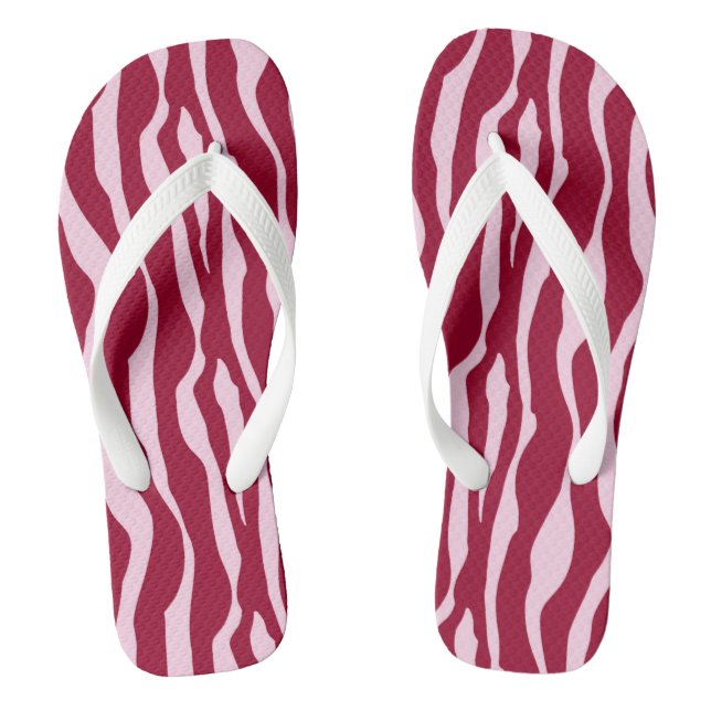 Chanclas Rayas de cebra - Borgoña y rosa (Plantilla)