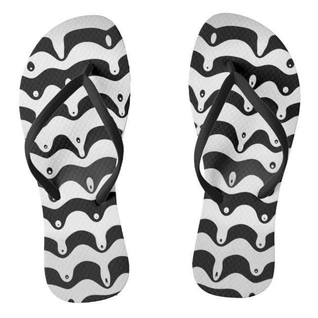 Chanclas Rayas de cebra de fusión blanca y negra de Jazzy (Plantilla)