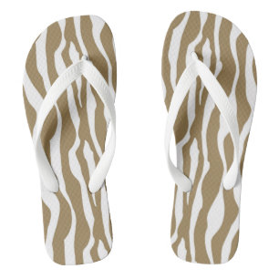 Chanclas Rayas de cebra - Taupe Marrón y Blanco