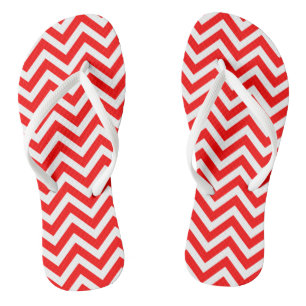 Chanclas Rayas de Chevron de tamaño medio rojas y blancas