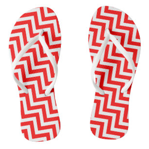 Chanclas Rayas de chevron diagonales medias rojas y blancas