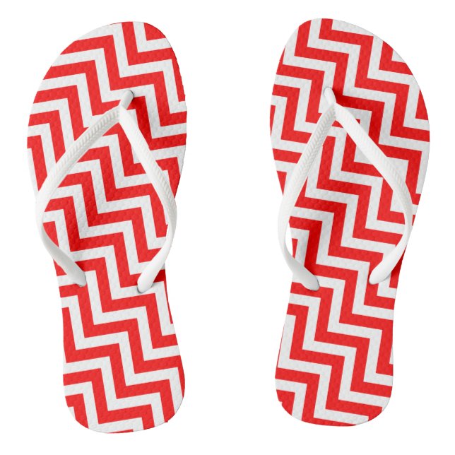 Chanclas Rayas de chevron diagonales medias rojas y blancas (Plantilla)