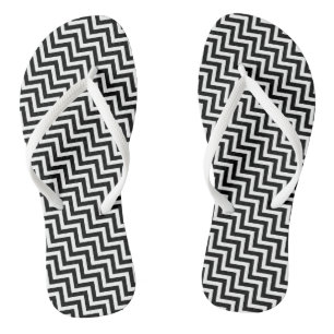 Chanclas Rayas de chevron diagonales pequeñas en blanco y n