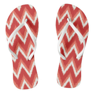 Chanclas Rayas de Chevron Ikat - Naranja Herrumbre y Blanco