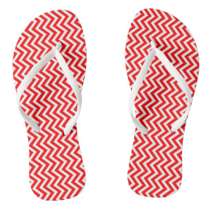 Chanclas Rayas de Chevron Verticales Pequeñas Rojas y Blanc