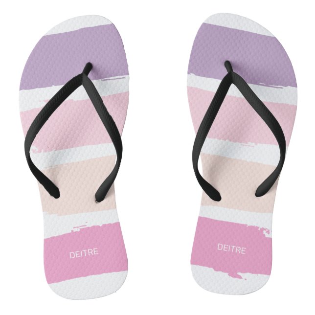 Chanclas Rayas de labio rosado y púrpura Flip Flops (Plantilla)