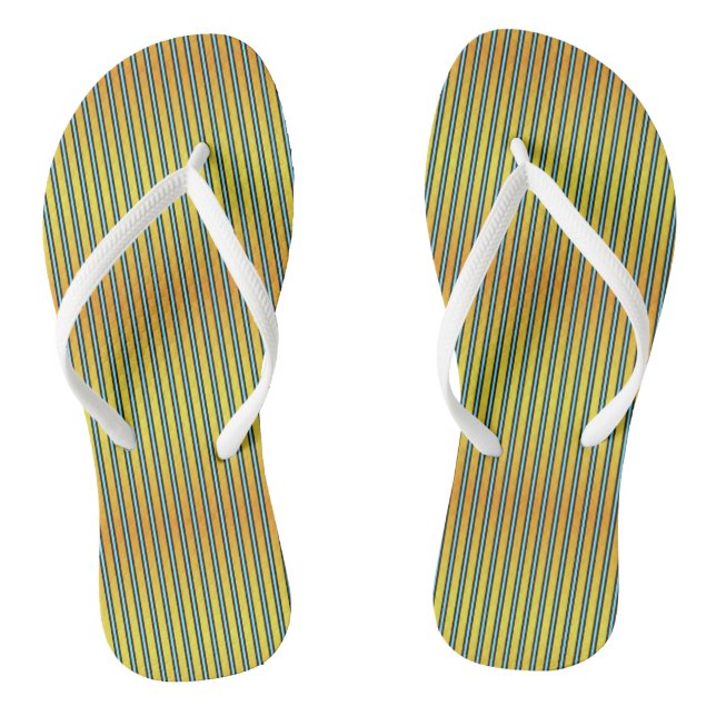 Chanclas Rayas de verano Naranja amarillo Aqua Flip Flops (Plantilla)