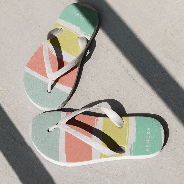 Chanclas Rayas de verano pintadas Neón lavado de sol (Subido por el creador)