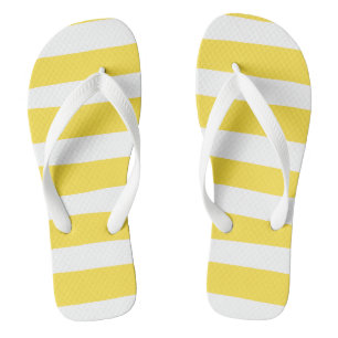 Chanclas Rayas desiguales - Amarillo limón y blanco