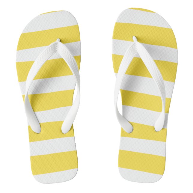 Chanclas Rayas desiguales - Amarillo limón y blanco (Plantilla)