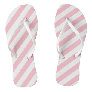 Chanclas Rayas diagonales de gran tamaño rosadas y blancas
