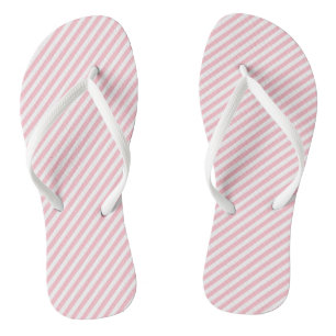 Chanclas Rayas diagonales rosadas y blancas de pequeño tama