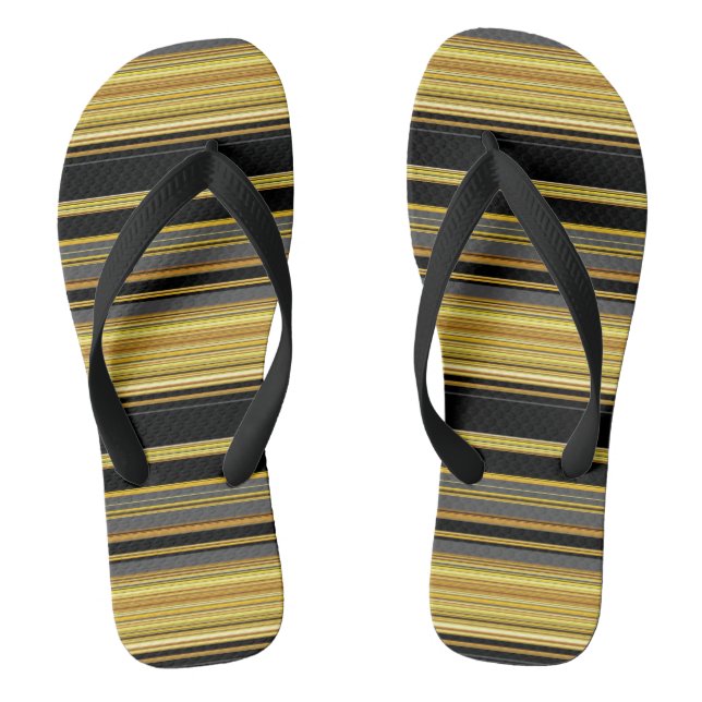 Chanclas Rayas doradas negras lindas (Plantilla)