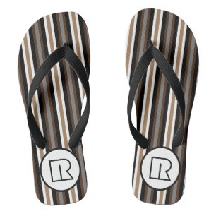 Chanclas Rayas grises, marrones y negras con monograma