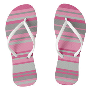 Chanclas Rayas grises rosadas