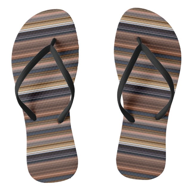 Chanclas Rayas marrones azules lindas (Plantilla)