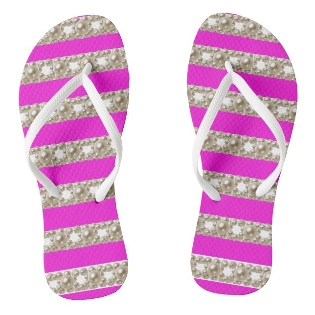 Chanclas Rayas negras y violetas con perlas elegantes  (Plantilla)