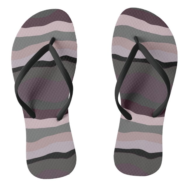 Chanclas Rayas onduladas de borgoña, rosa y morada (Plantilla)