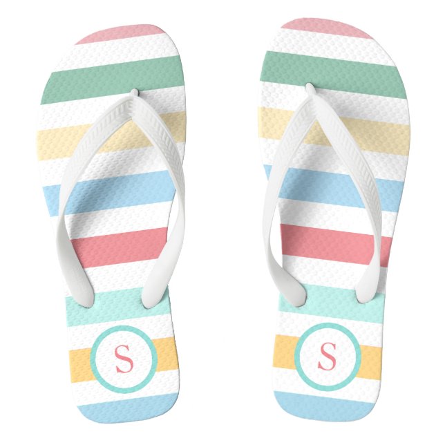 Chanclas Rayas Pastel Retro con su monograma (Plantilla)