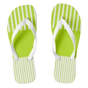 Chanclas Rayas pop de color en verde limón y blanco