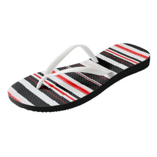 Chanclas Rayas rojas en blanco y negro