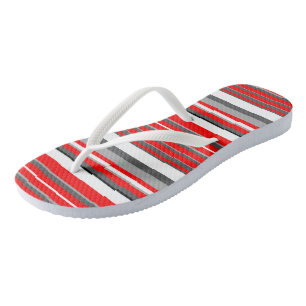 Chanclas rayas rojas negras blancas y grises