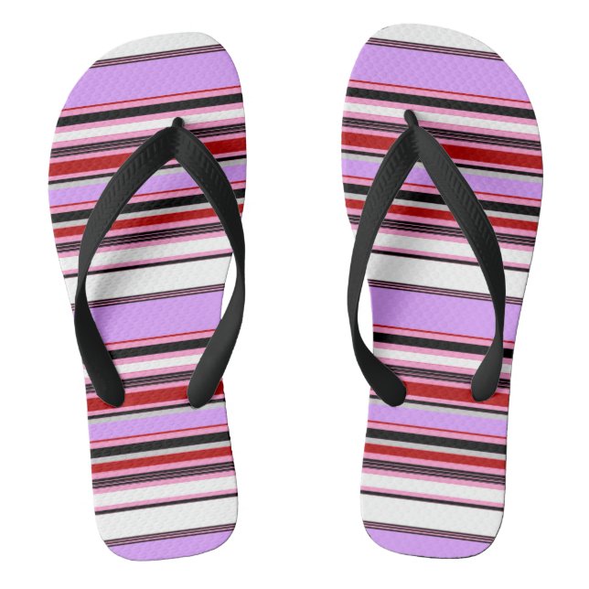 Chanclas Rayas rojas violetas lindas (Plantilla)