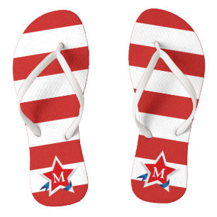 Chanclas Rayas rojas y estrellas con su monograma