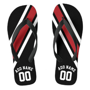 Chanclas Rayas rojas y negras con nombre y número