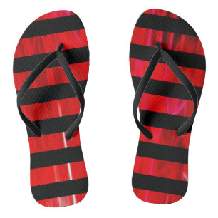 Chanclas rayas rojas y negras texturadas con estampado