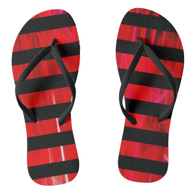 Chanclas rayas rojas y negras texturadas con estampado (Plantilla)
