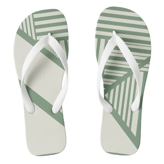 Chanclas Rayas triangulares en verde (Plantilla)
