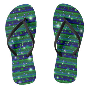 Chanclas Rayas verdes azules con estrellas y gotas de lluvi