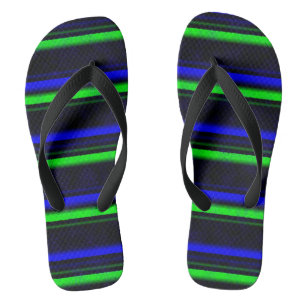 Chanclas Rayas verdes de color azul negro