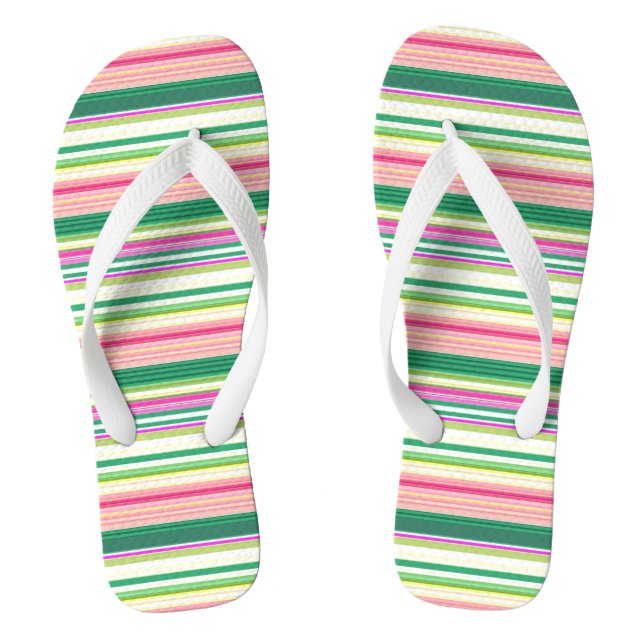 Chanclas Rayas verdes rosadas gruesas (Plantilla)