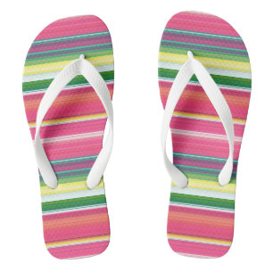 Chanclas Rayas verdes rosadas gruesas