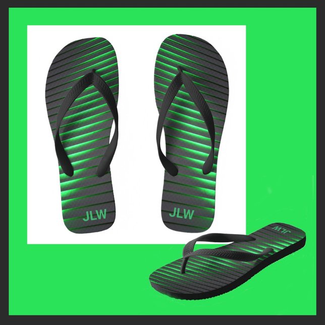 Chanclas Rayas verdes vibrantes y negro (Subido por el creador)