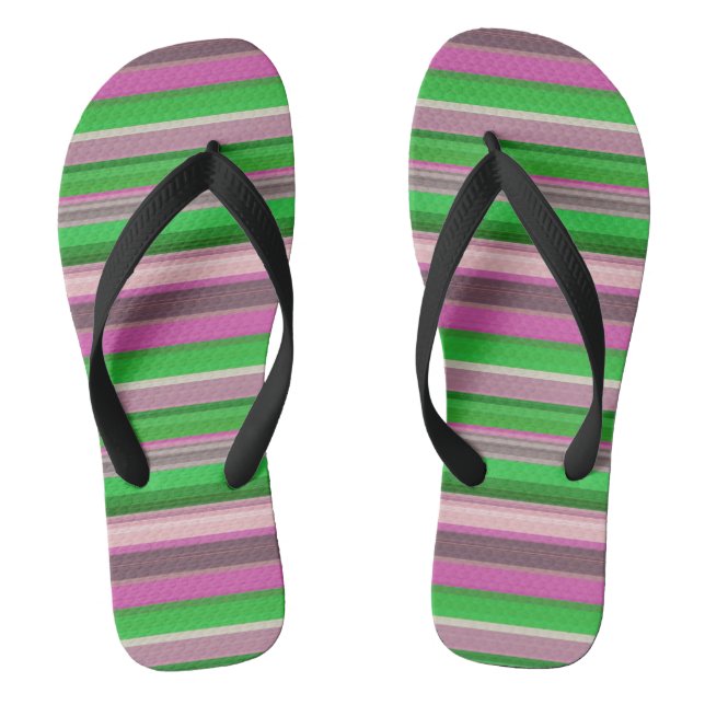 Chanclas Rayas verdes violetas lindas (Plantilla)