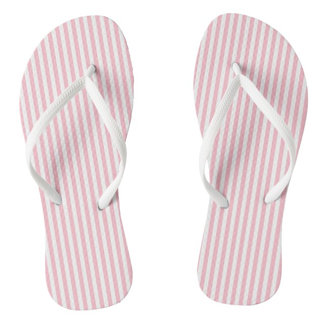 Chanclas Rayas verticales de pequeño tamaño rosa y blanco (Plantilla)