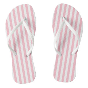 Chanclas Rayas verticales de tamaño medio rosadas y blancas