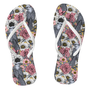 Chanclas Rayos grises y flores
