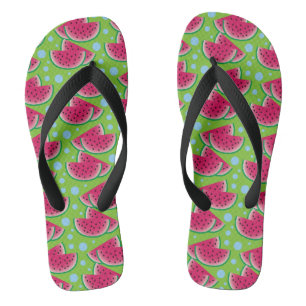 Chanclas Rebanadas de la sandía en verde con los puntos