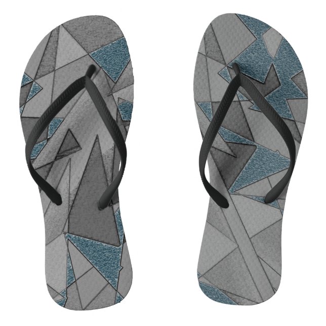 Chanclas Recortes triangulares grises con trozos de azul os (Plantilla)