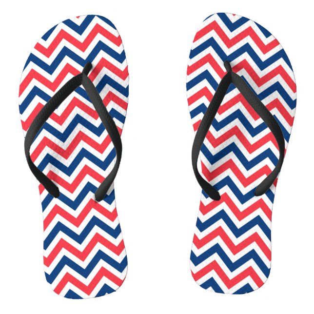 Chanclas Red Blue White Zig Zag Lines Geometric Baseball (Plantilla)