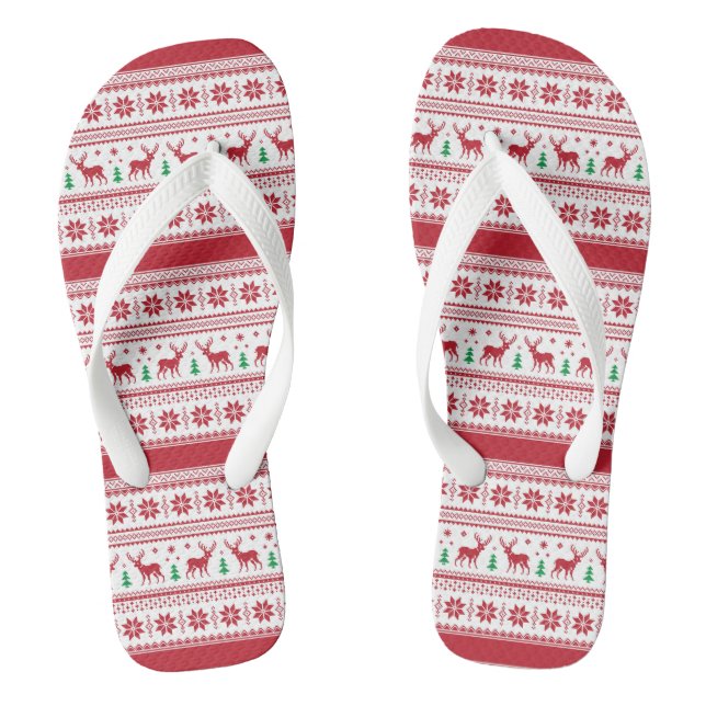 Chanclas Red Fair Isle Design Flip Flops (Plantilla)